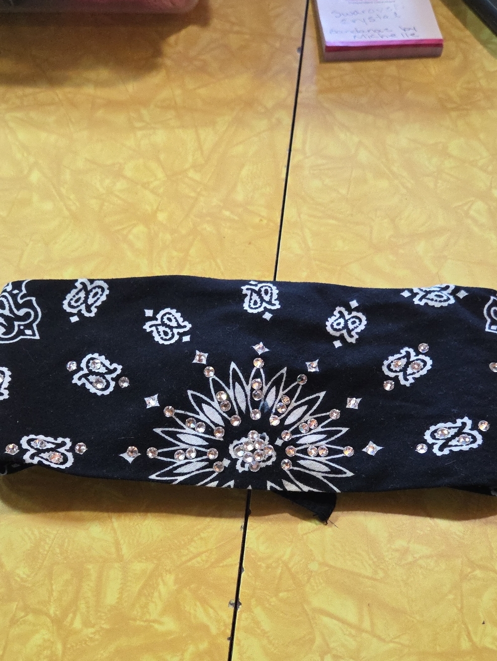 #11 Black  Bandana Headband with Swaroski Crystals. Made By Bandanas By Michelle